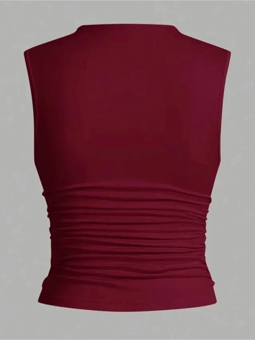 SHEIN Mock Neck Ruched Tank Top Burgundy